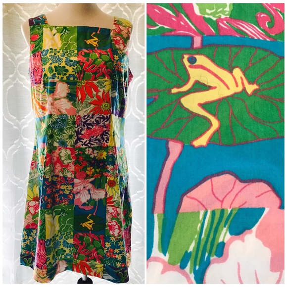 Lilly Pulitzer Dresses & Skirts - Lilly Pulitzer Floral Frog Patchwork Sheath Dress
